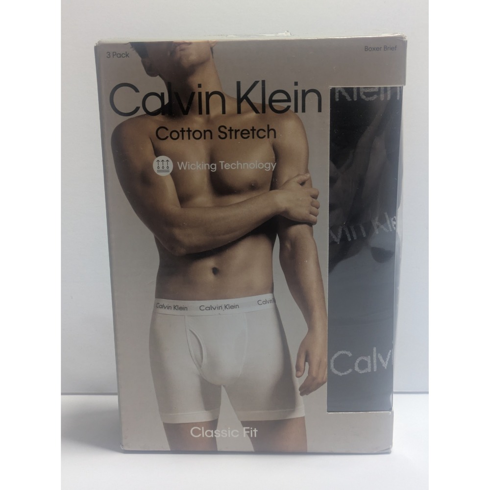 Calvin Klein Mens Cotton Stretch Boxer Briefs 3 Pack Black XL